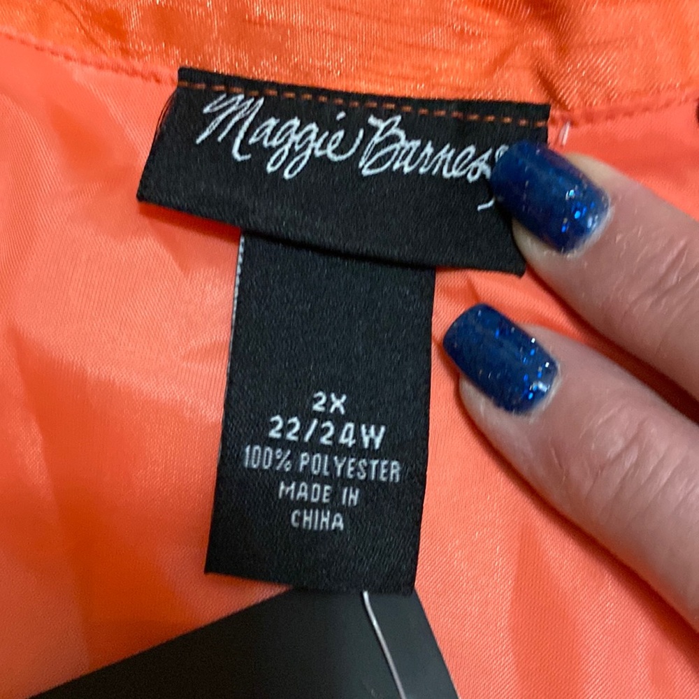 Maggie Barnes women’s plus blazer / jacket orange shine bright fabric size 2X - Picture 9 of 13